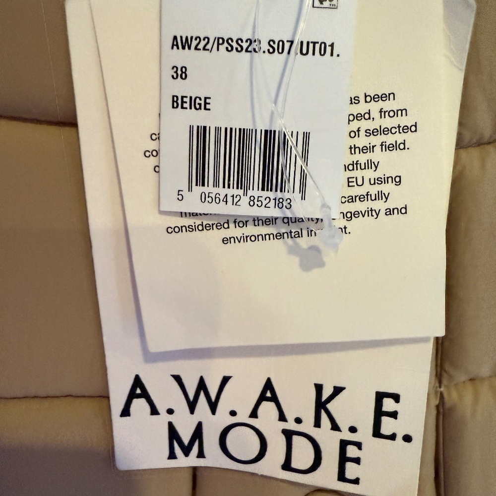 A.W.A.K.E. MODE High Waisted Multi Slits Quilted Midi-Skirt Beige 38 (4) NWT - Picture 12 of 12